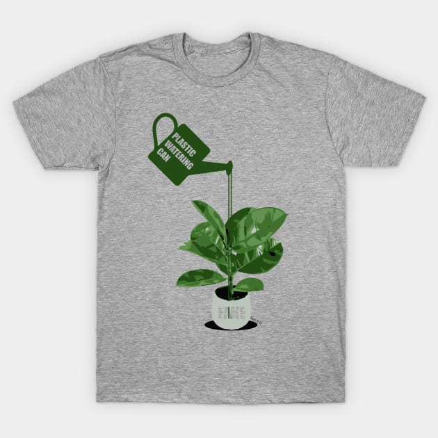 Green plastic watering can For a fake Chinese rubber plant. - Original illustration by FOGS T-Shirt by FOGSJ
